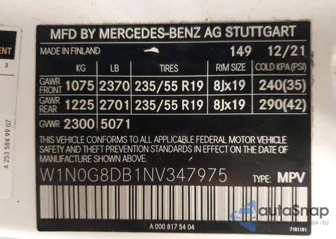 2022 Mercedes-Benz Glc 300 Suv from USA, damaged, VIN W1N0G8DB1NV347975